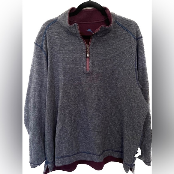 TOMMY BAHAMA Purple/Blue Reversible Half Zip Pullover, Size 2X - Picture 1 of 11